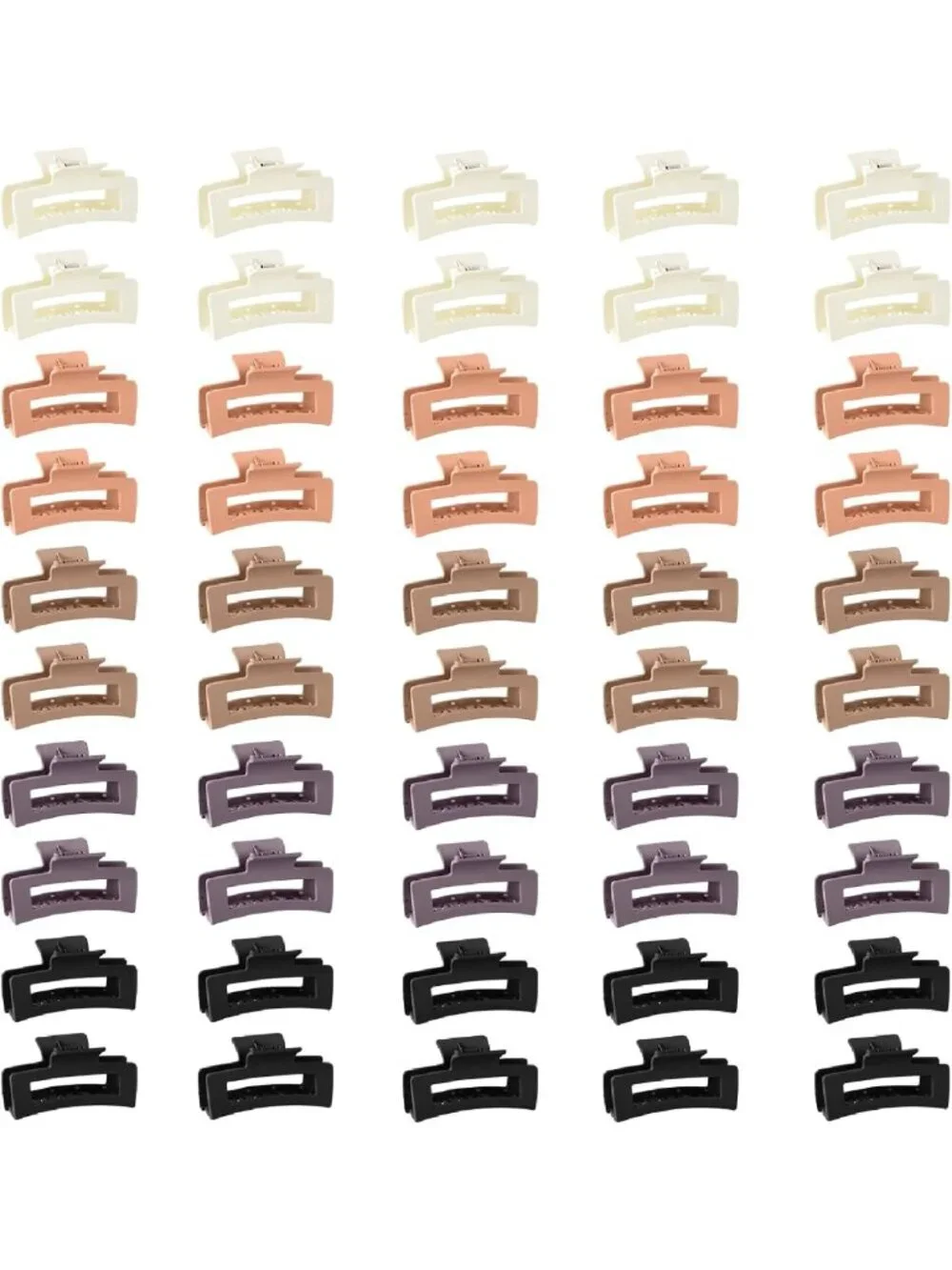 50 Pcs Colorful Hair Claw Clips Set - Nonslip Square & Rectangle Hair